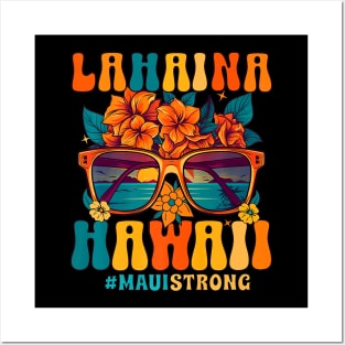 Groovy Retro Lahaina Pray for Maui Hawaii Strong Posters and Art